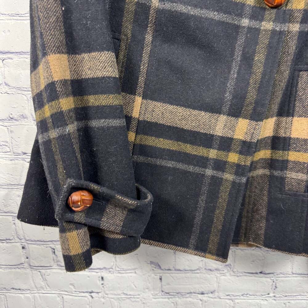 Zara Basic Plaid Button-Front Peacoat Size M - Picture 2 of 10